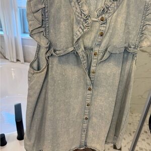 Entro Light Blue Ruffled Top